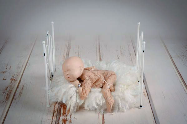 Vintage Bed - White Flower Style Headboard - Solid Base (AS IS ITEM #1)