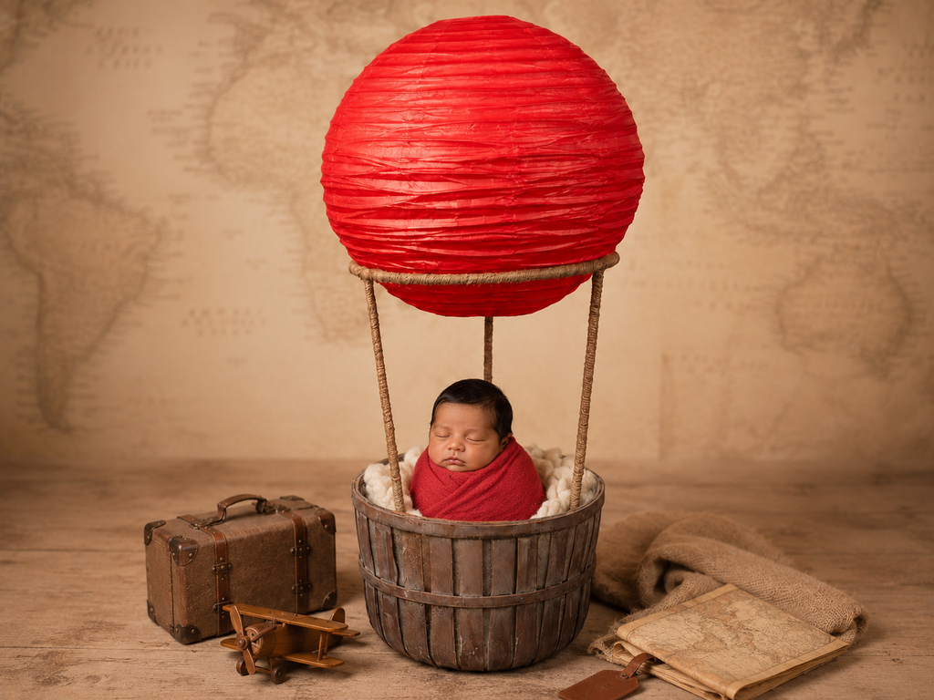 Hot Air Balloon Basket AND Red Balloon
