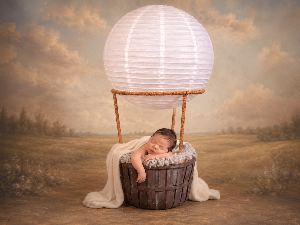 Hot Air Balloon Basket AND White Balloon