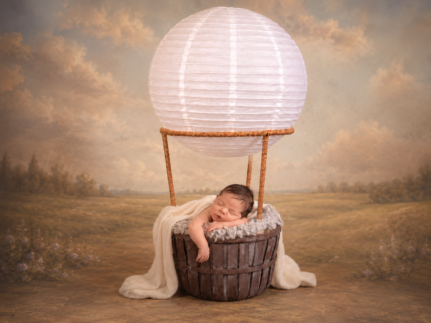 Hot Air Balloon Basket AND White Balloon