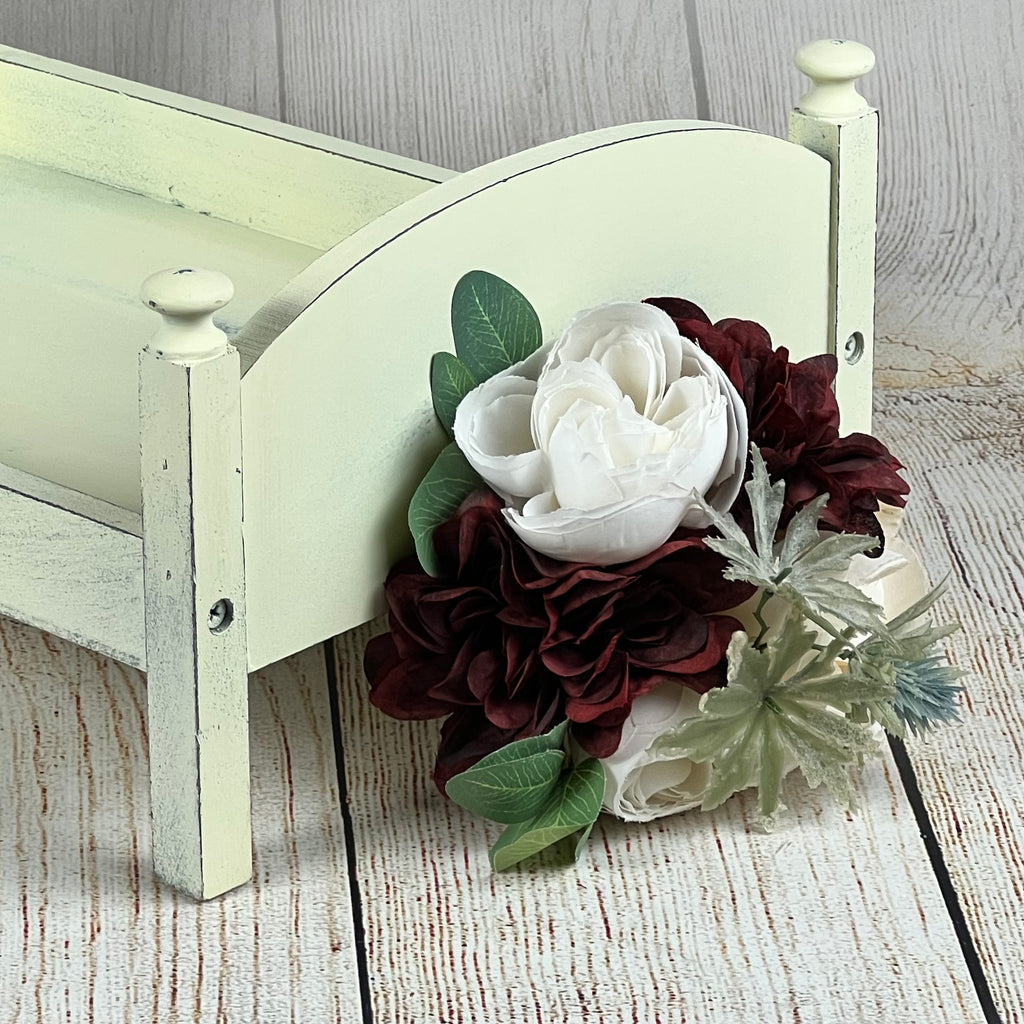 Rustic Bed - Curved Headboard - Off White