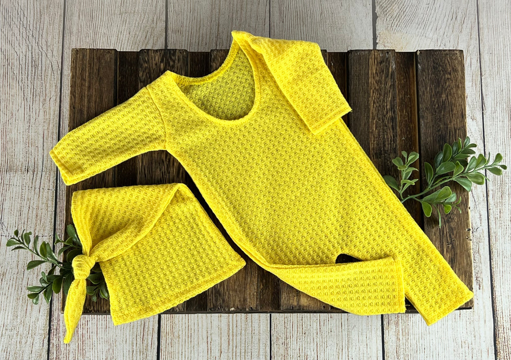 Open Foot Pajamas - Perforated - Yellow