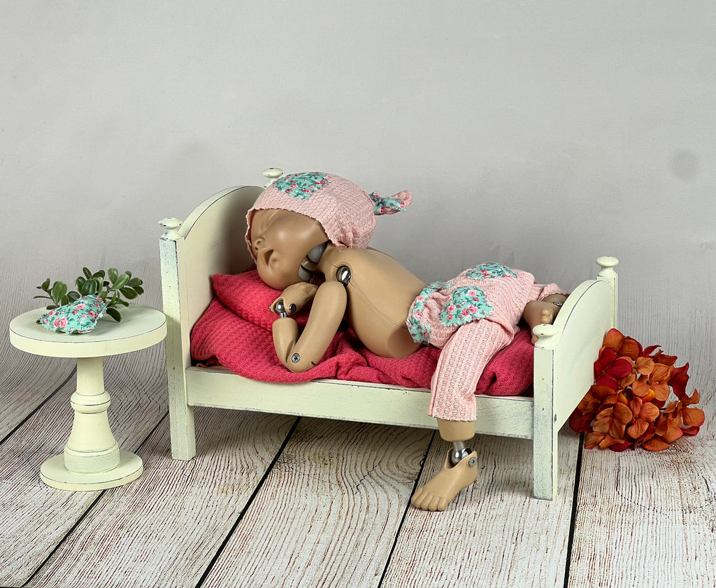 Rustic Bed - Curved Headboard - Off White