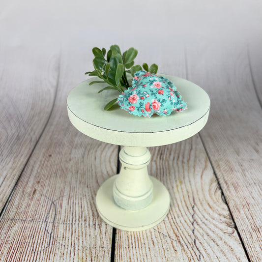 Rustic Cake Stand/Nightstand - 6.5in Tall - Off White