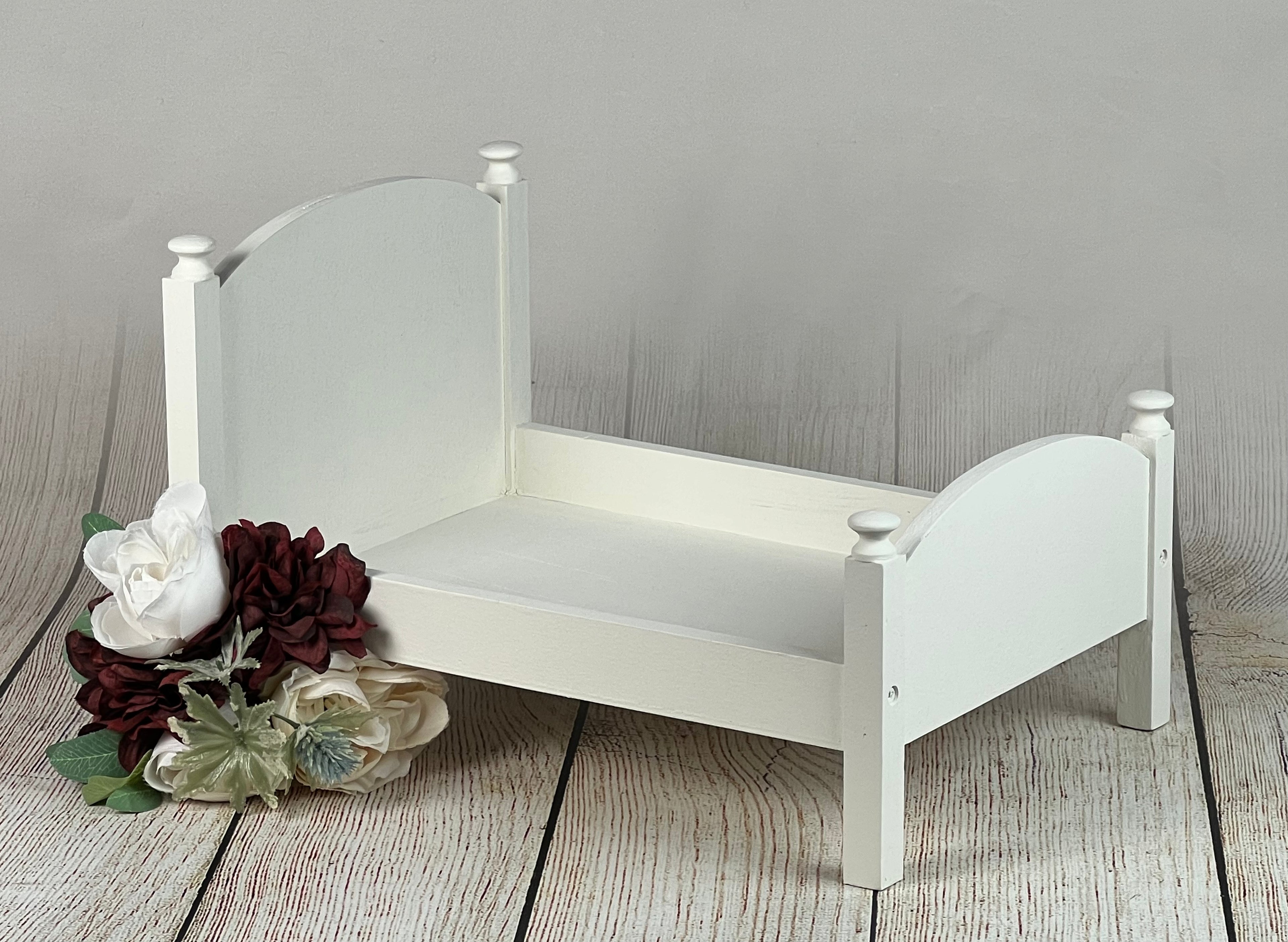 Rustic Bed - Curved Headboard - White