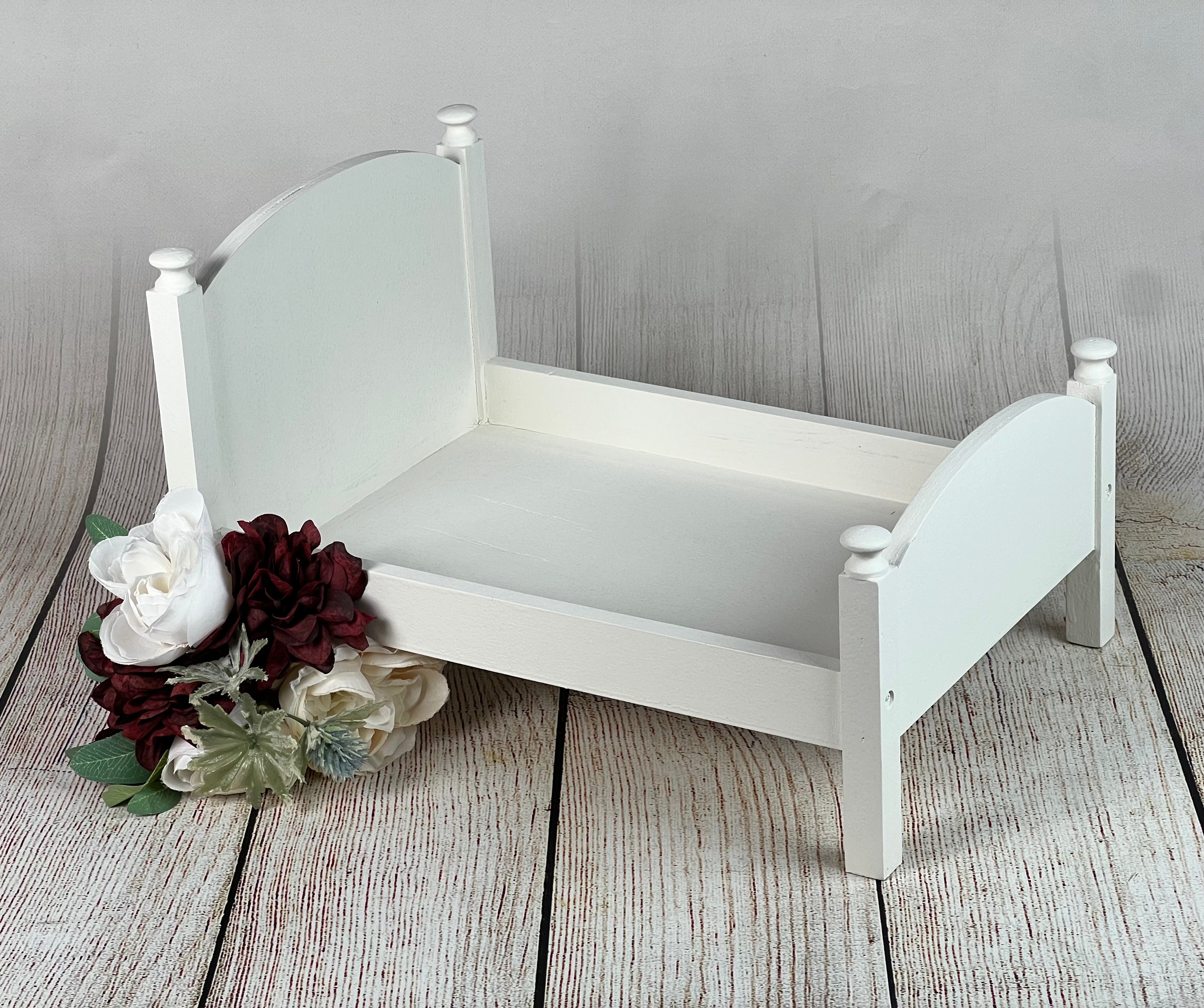 Rustic Bed - Curved Headboard - White