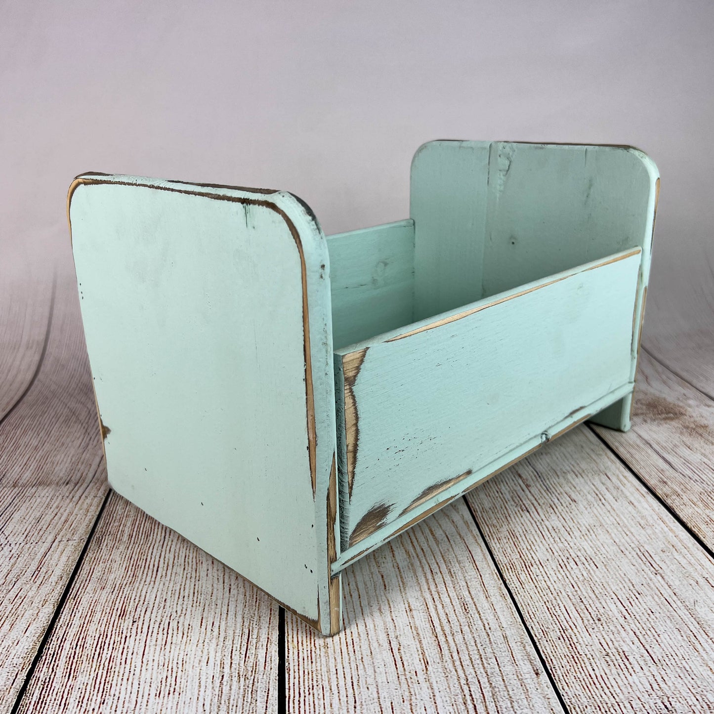 Vintage Crib - Greenish Blue Printed Side(AS IS ITEM #01)