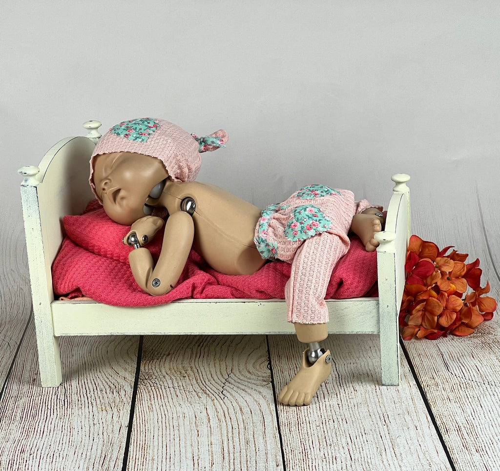 Rustic Bed - Curved Headboard - Off White