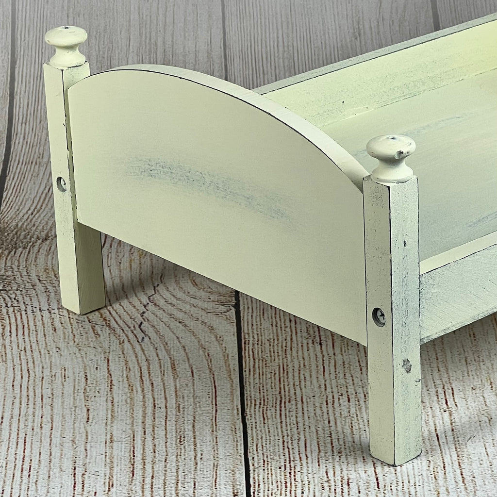 Rustic Bed - Curved Headboard - Off White