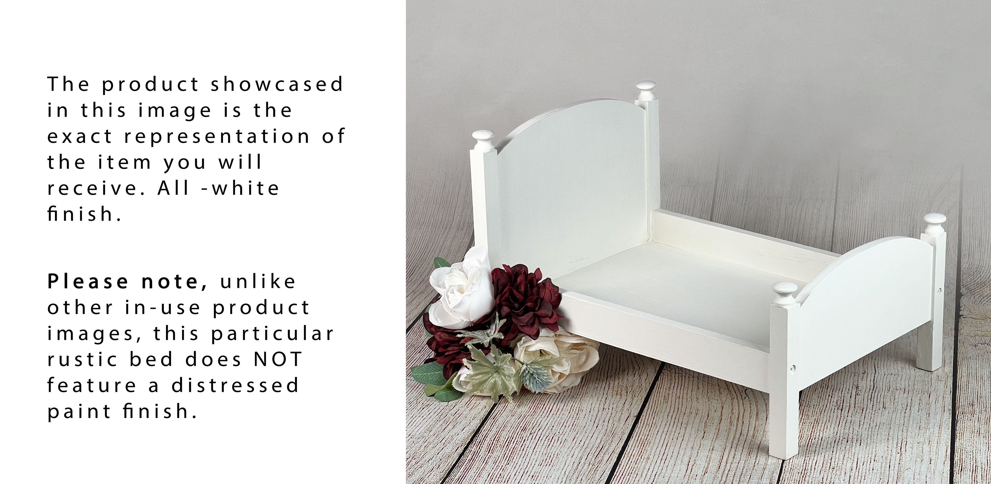 Rustic Bed - Curved Headboard - White