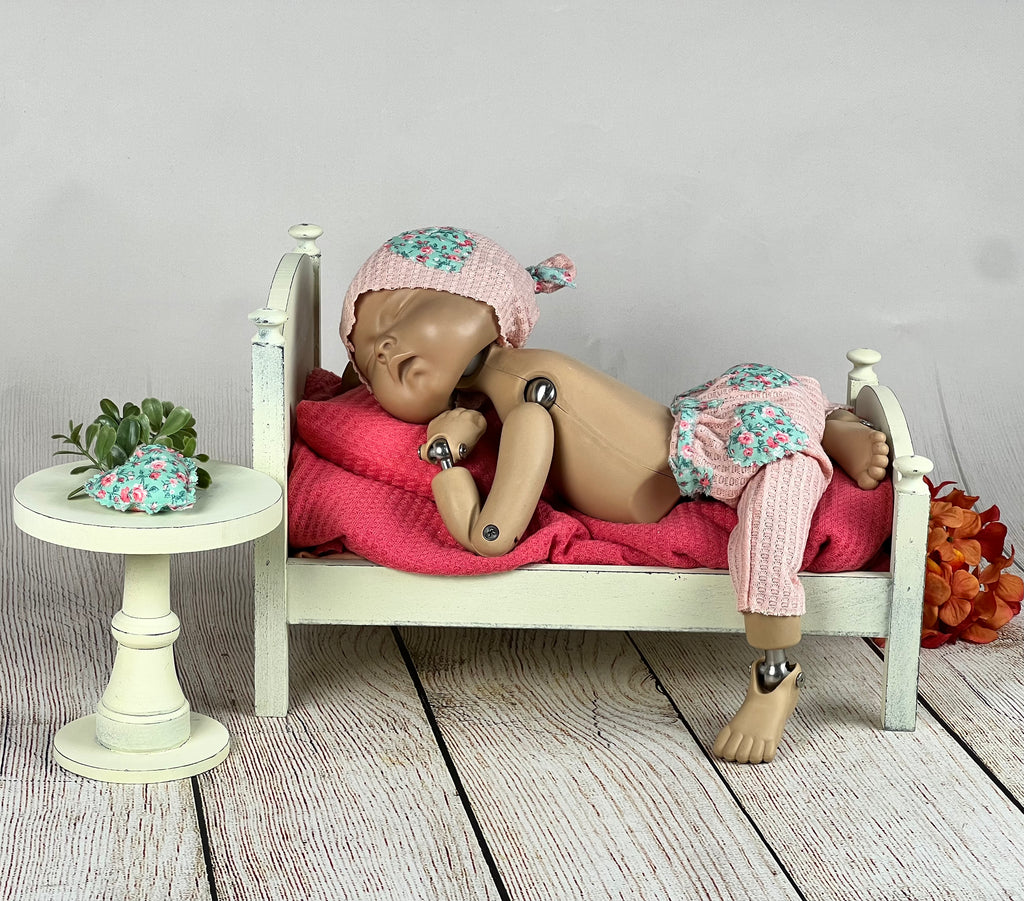 Rustic Bed - Curved Headboard - Off White