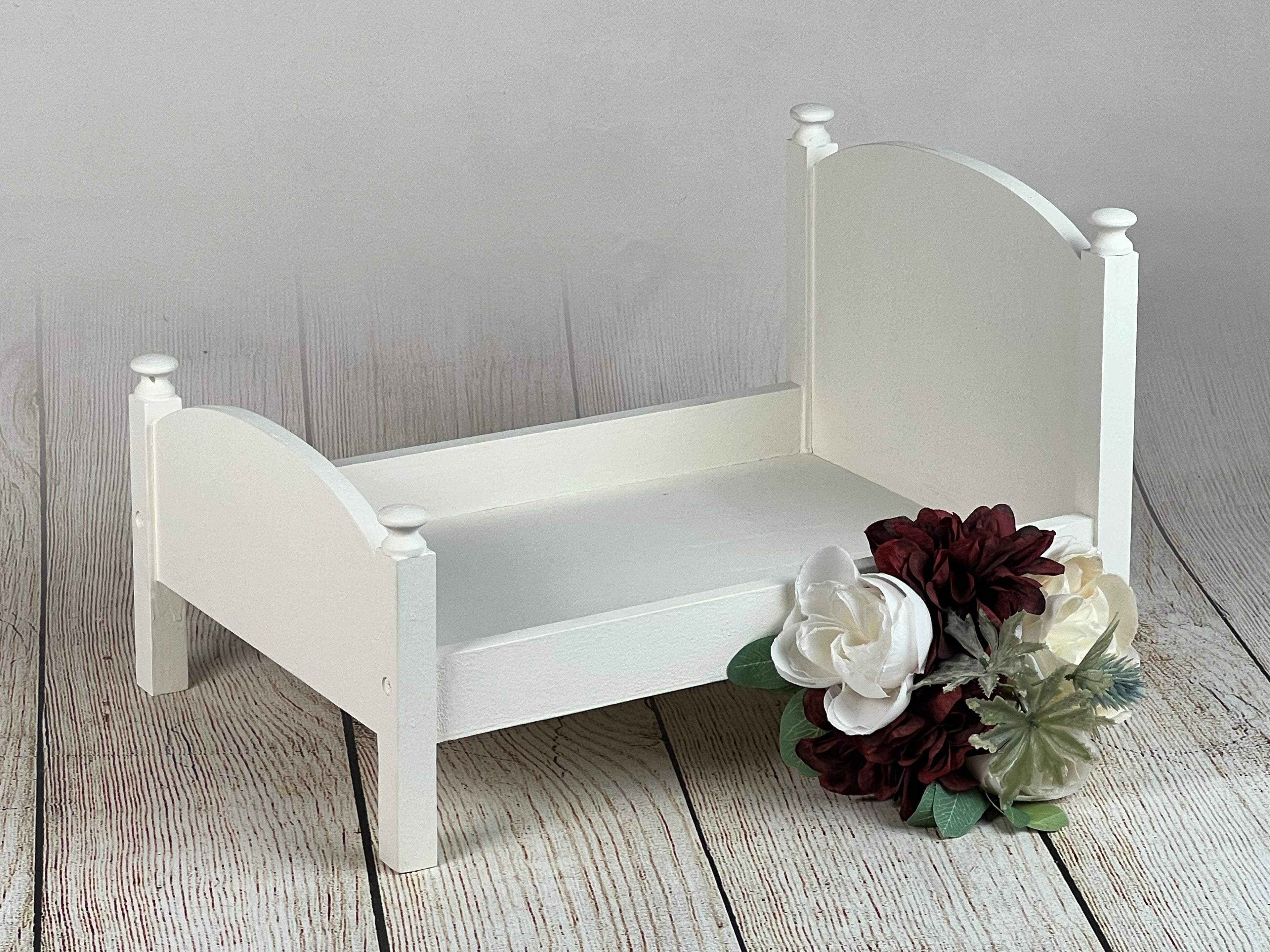 Rustic Bed - Curved Headboard - White