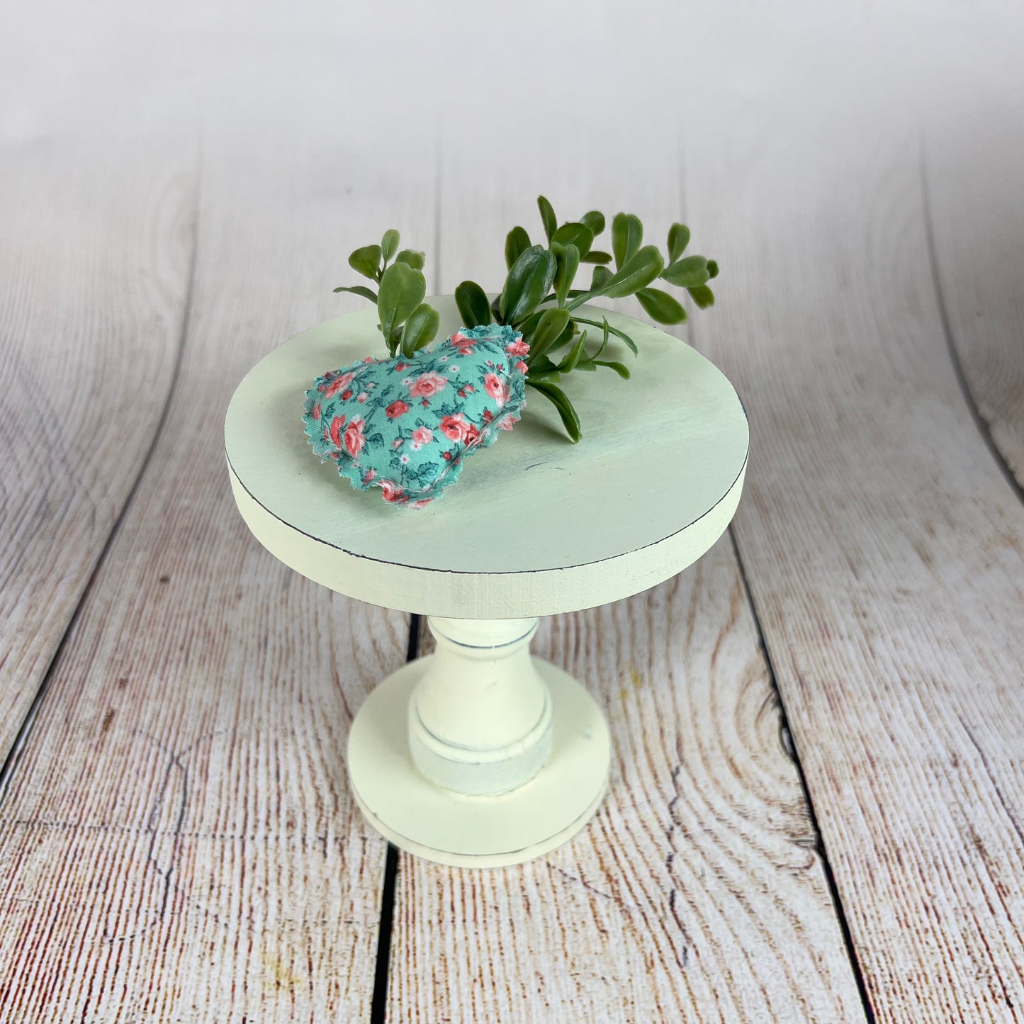 Rustic Cake Stand/Nightstand - 6.5in Tall - Off White