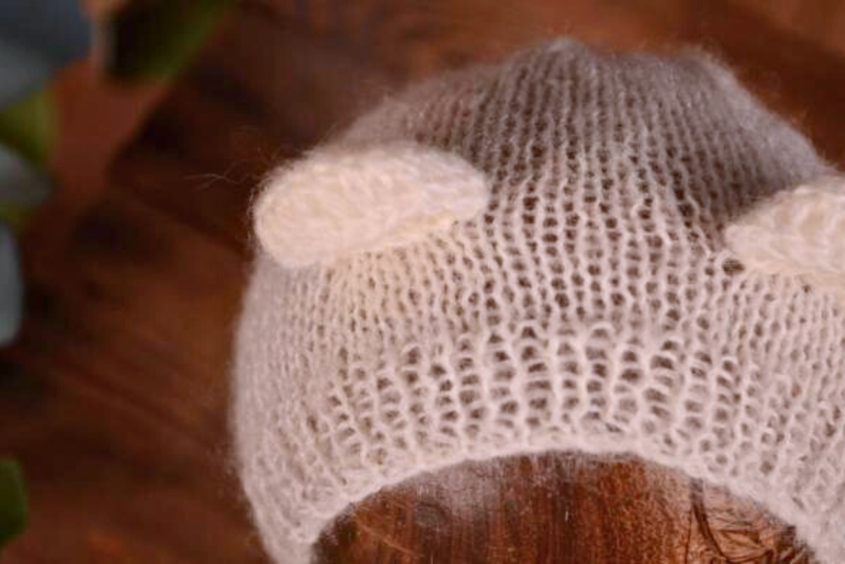 Mohair Bear Bonnet - White