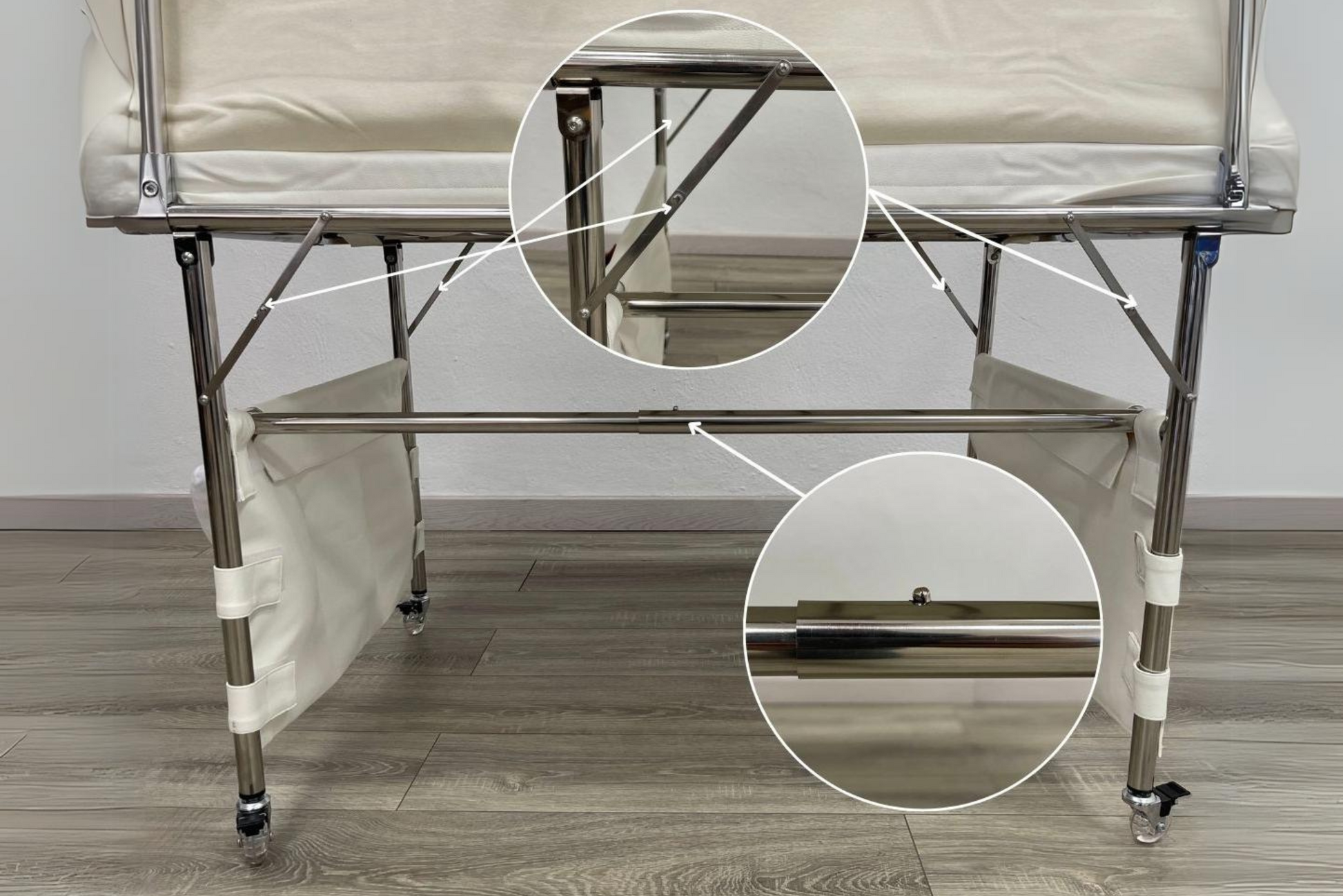 The Easy Table represents the next generation of backdrop stands for newborn photography, featuring tool-free assembly, a built-in safety bar, and secure positioning with a single click.