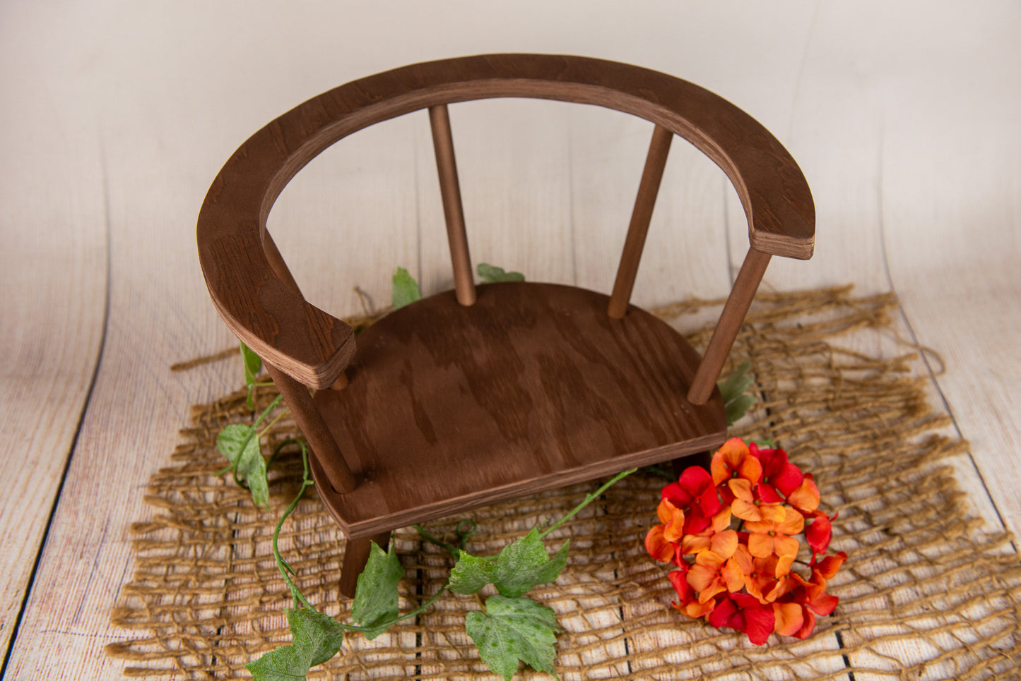 Wooden Orbit Chair - Smooth Spindle - Brown