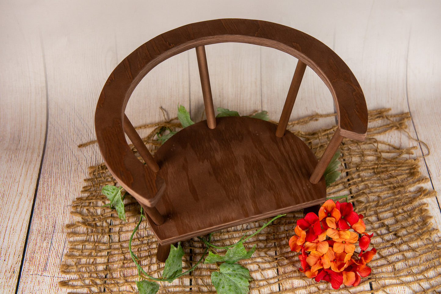 Wooden Orbit Chair - Smooth Spindle - Brown