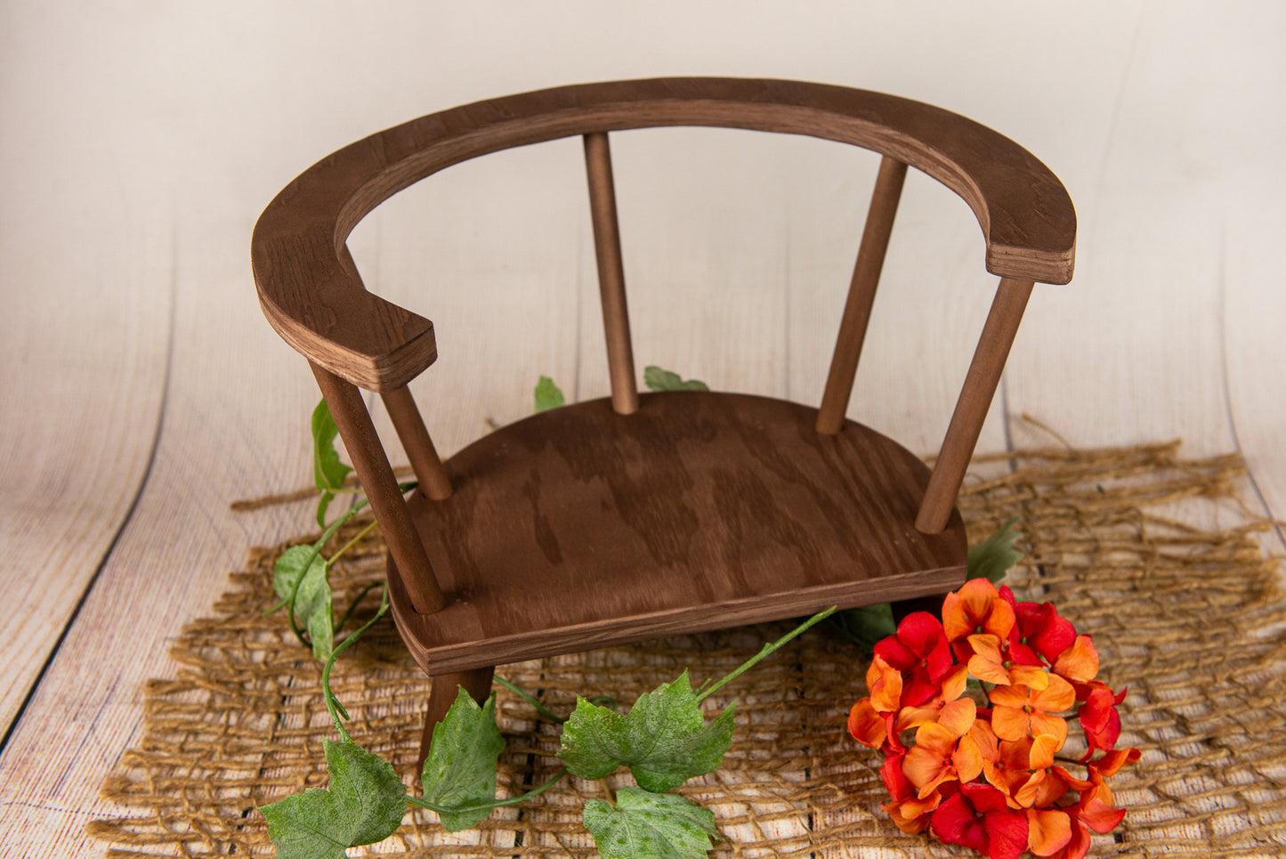 Wooden Orbit Chair - Smooth Spindle - Brown