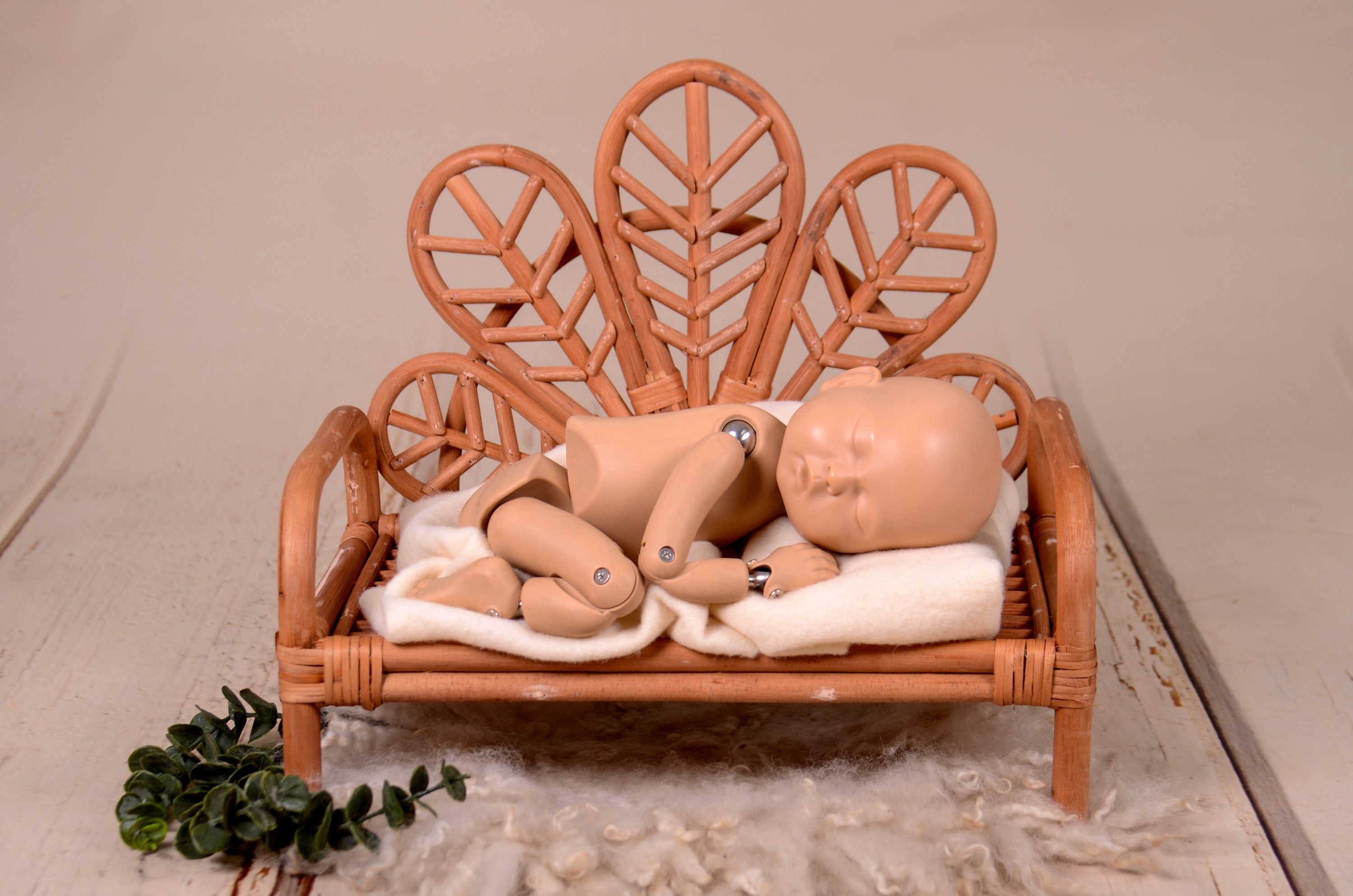 Rattan Peacock Throne – Newborn Studio Props - Main Image