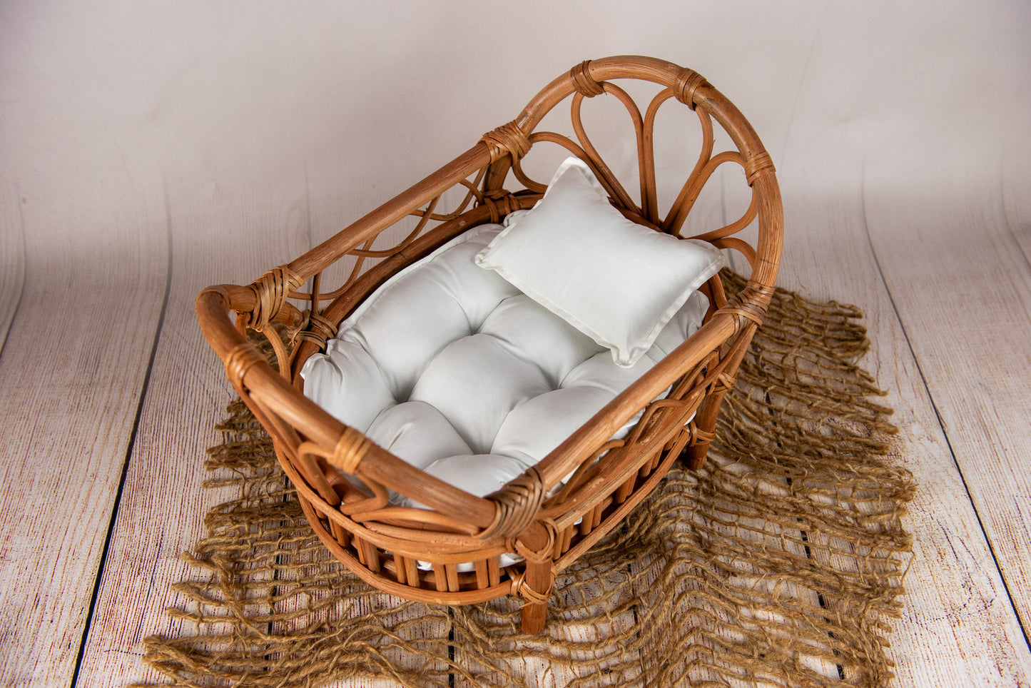 Bundle Rustic Rattan Bed - Model 1 + Mattress + Pillow