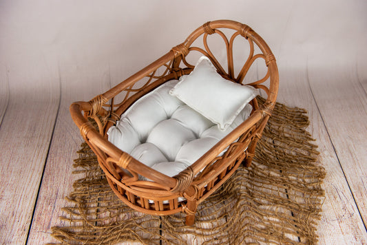 Bundle Rustic Rattan Bed - Model 1 + Mattress + Pillow