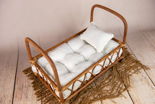 Bundle Rustic Rattan Bed Model 2 + Mattress + Pillow