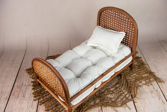 Bundle Rustic Rattan Bed Model 3 + Mattress + Pillow