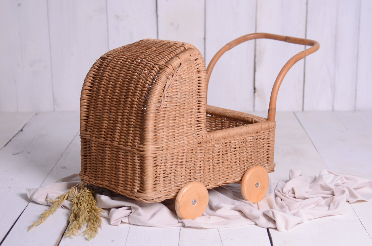 rattan baby stroller Lullaby Rattan Cradle Newborn Photography Prop – Newborn Studio Props