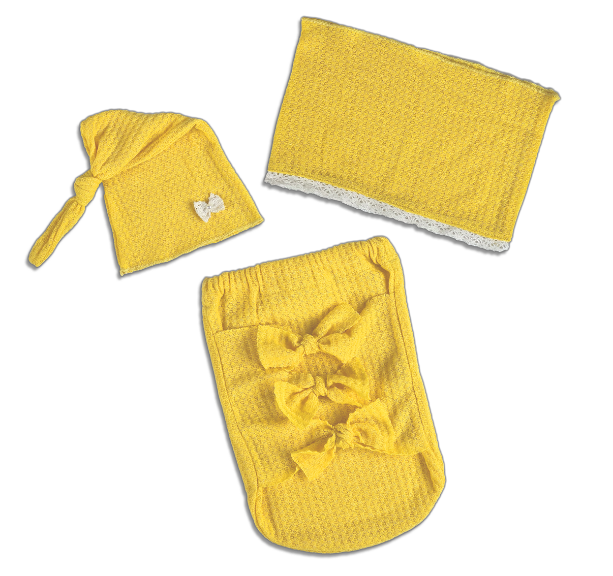 Swaddle Sack Set Perforated Yellow Newborn Studio Props