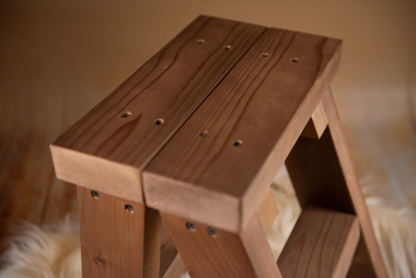 Wooden Step Stool - Brown