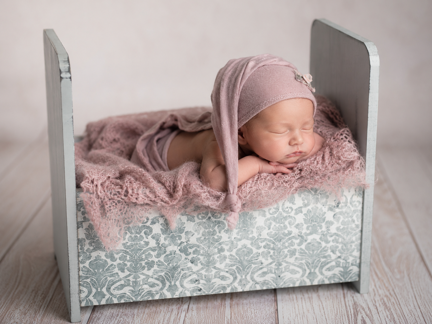 Vintage Crib - Straight - Light Blue Printed Side