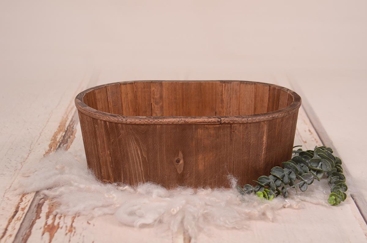 Wood Flatbottom Rustic Bathtub - Brown