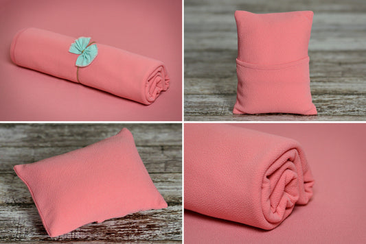 Matching Mini Pillow with Cover AND Bean Bag Fabric - Textured - Rose-Newborn Photography Props