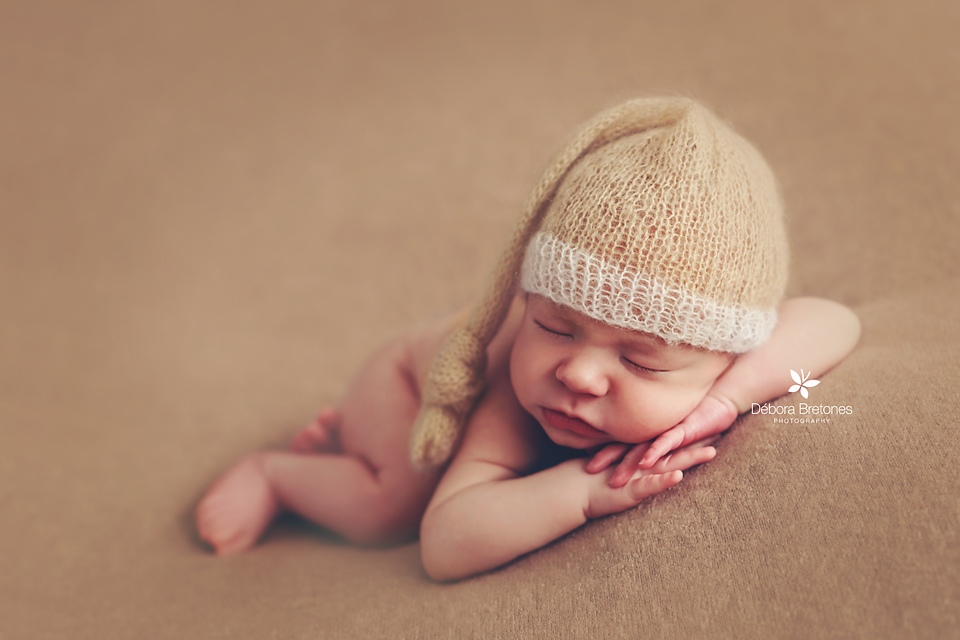 Mohair Sleeping Hat - Beige-Newborn Photography Props