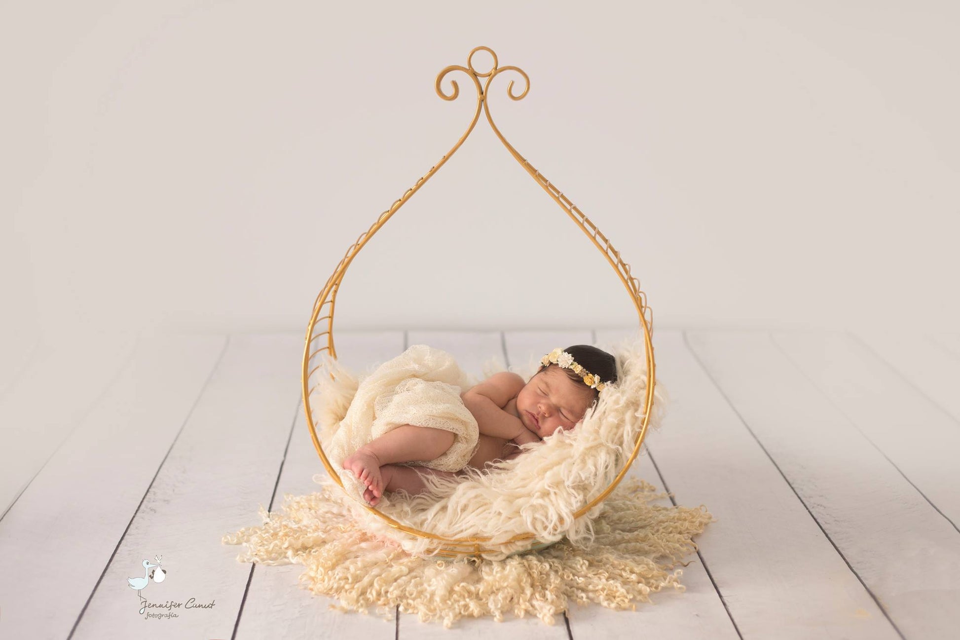 Vintage Bed - Hanging Drop - Gold-Newborn Photography Props