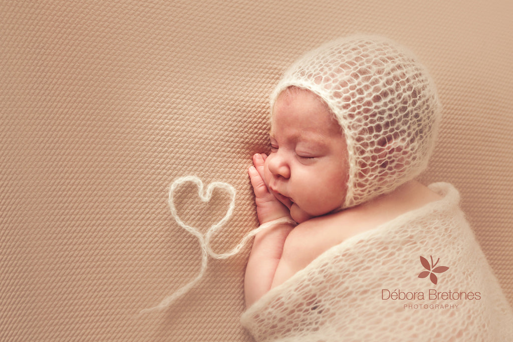 SET Mohair Knit Baby Wrap and Bonnet - Milk White-Newborn Photography Props