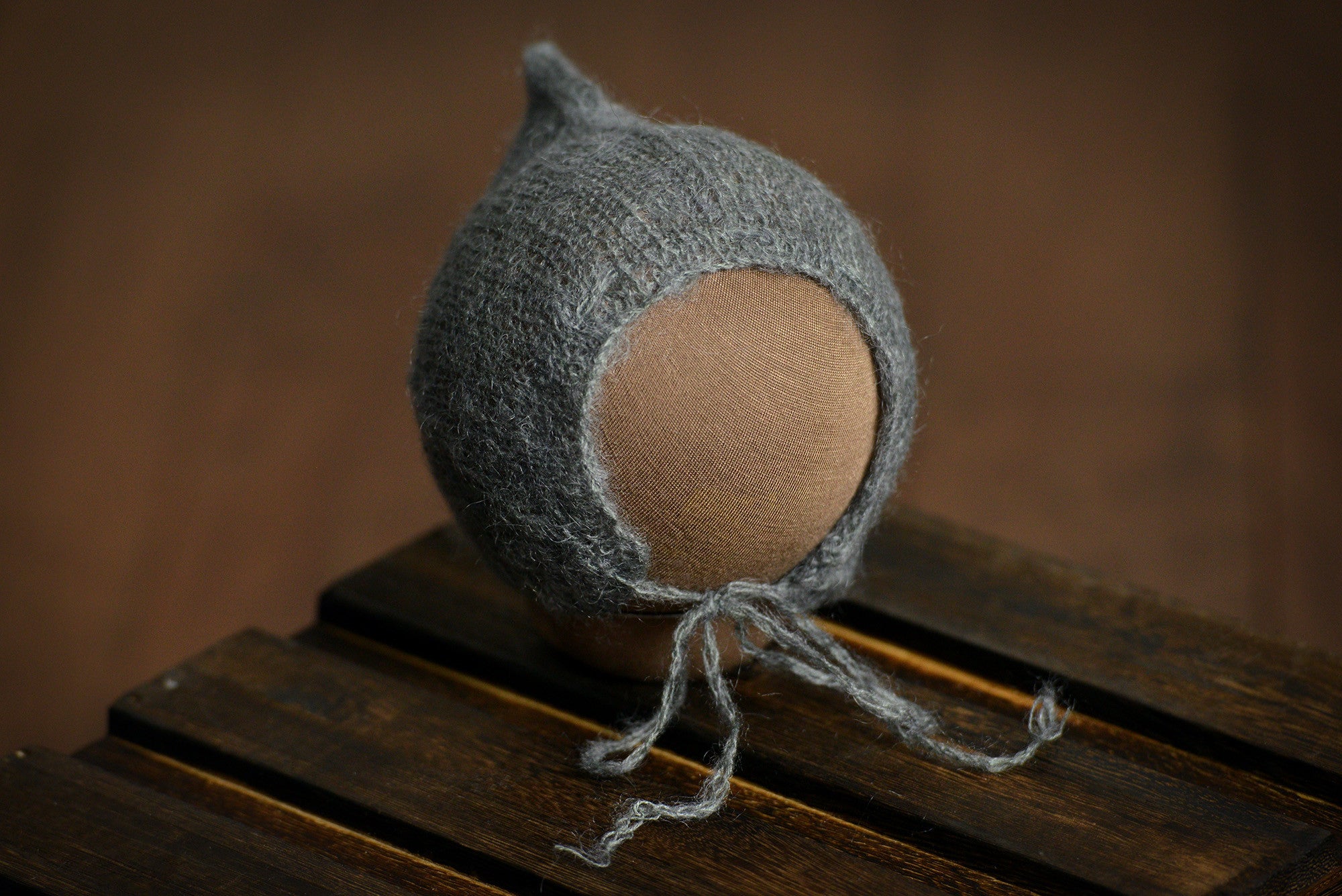 Adjustable Pointy Mohair Bonnet - Gray-Newborn Photography Props