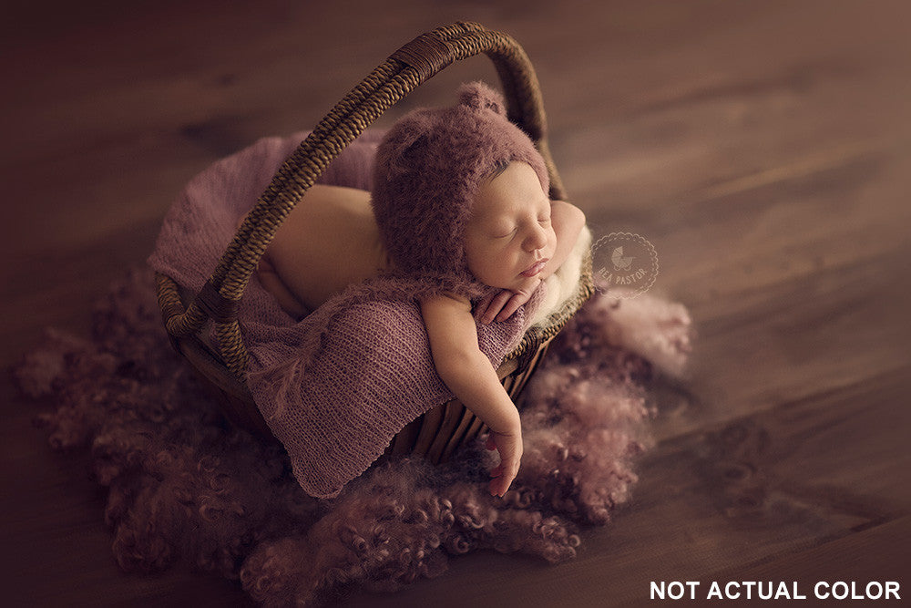 Bear Bonnet - Dark Lilac-Newborn Photography Props