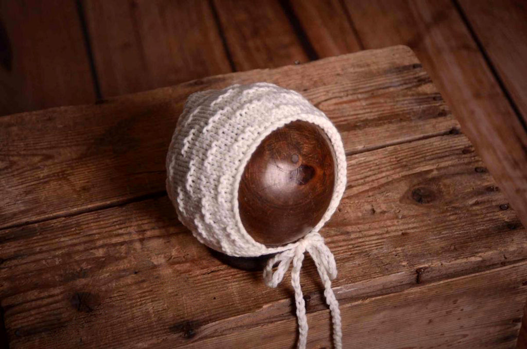 Crochet Bonnet - White-Newborn Photography Props