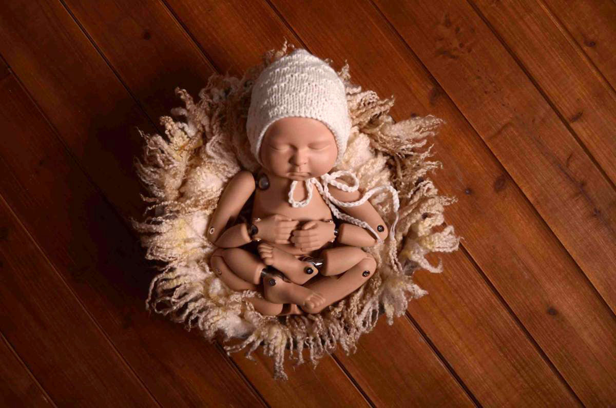 Crochet Bonnet - White-Newborn Photography Props
