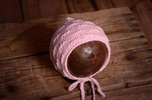 Crochet Bonnet - Light Pink-Newborn Photography Props