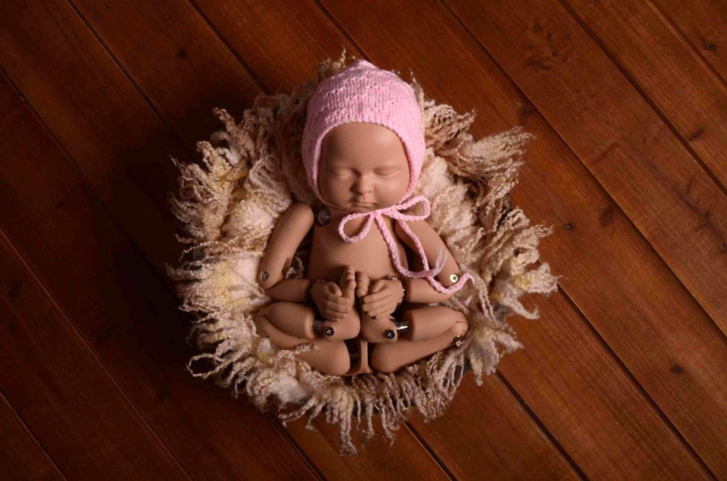 Crochet Bonnet - Light Pink-Newborn Photography Props