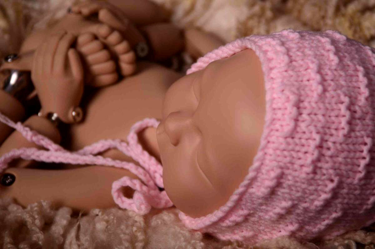 Crochet Bonnet - Light Pink-Newborn Photography Props
