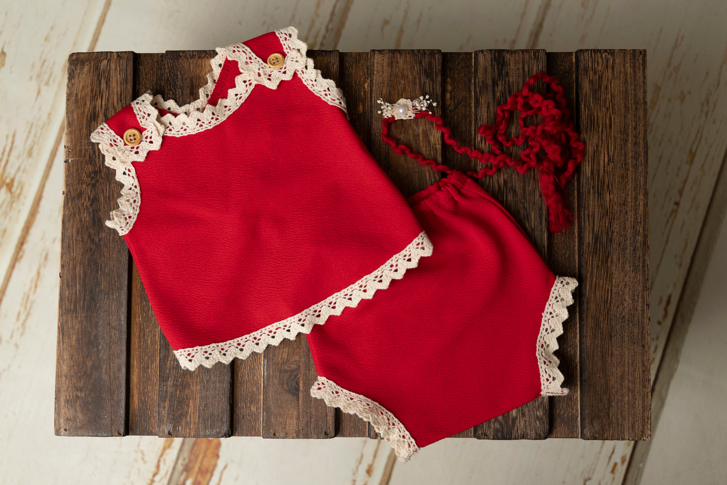 SET Christmas Outfit and Headband - Red
