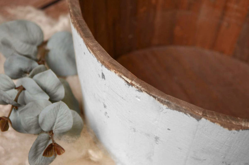 Rustic Bucket - 14in - White-Newborn Photography Props