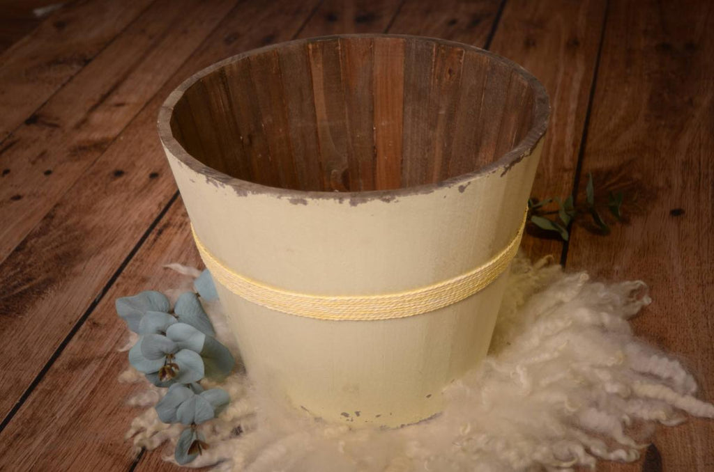Rustic Bucket - 12in - Cream-Newborn Photography Props