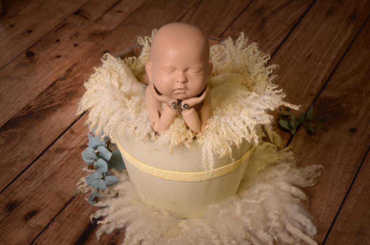 Rustic Bucket - 12in - Cream-Newborn Photography Props