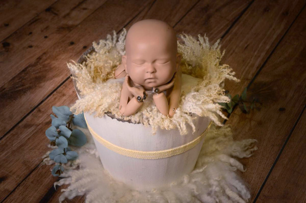 Rustic Bucket - 12in - White-Newborn Photography Props