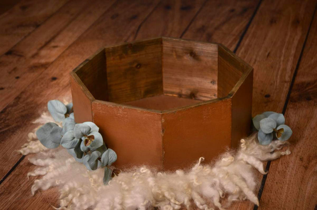 Rustic Bucket - Octogonal - Brown-Newborn Photography Props