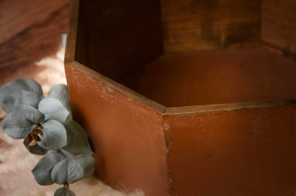 Rustic Bucket - Octogonal - Brown-Newborn Photography Props